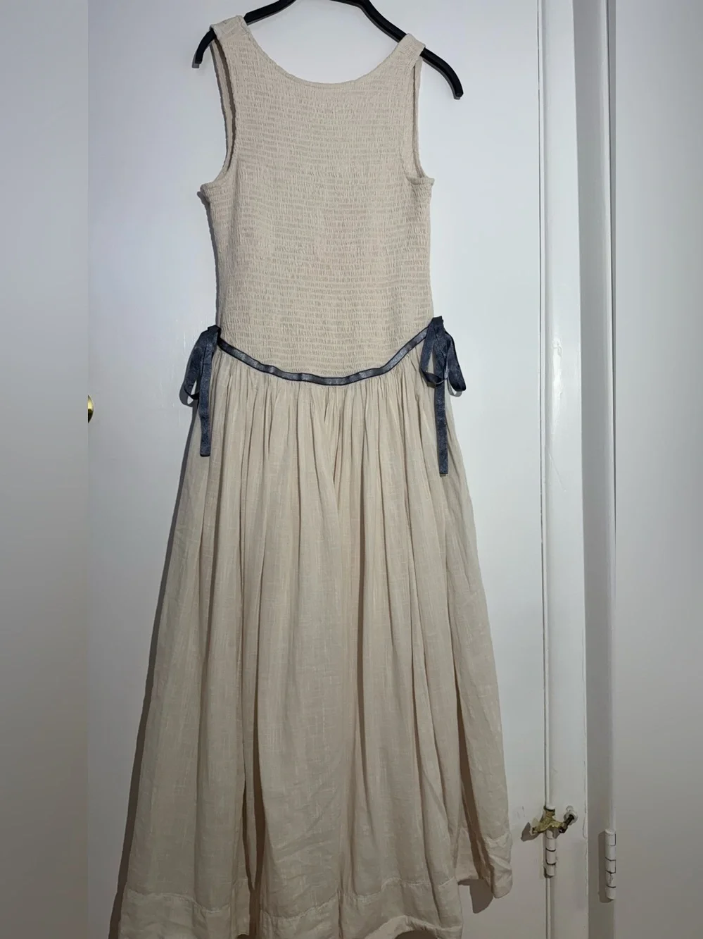 NWOT Free People Nightingale Solid Midi Dress with Navy Tie - Picture 10 of 13